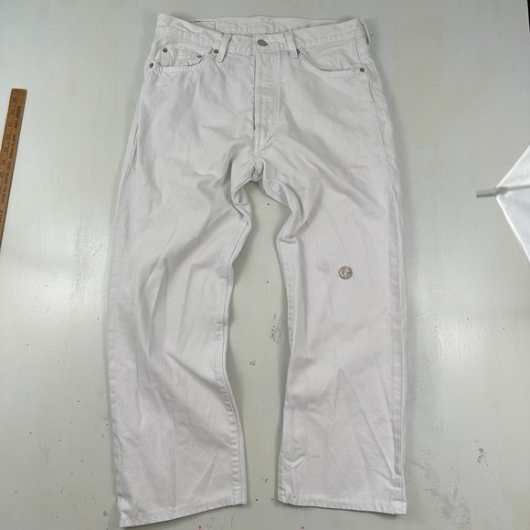 VTG Levi's 501 White Jeans Men Actual 32x26 Button Fly Straight 100% Cotton Y2K - Picture 6 of 16